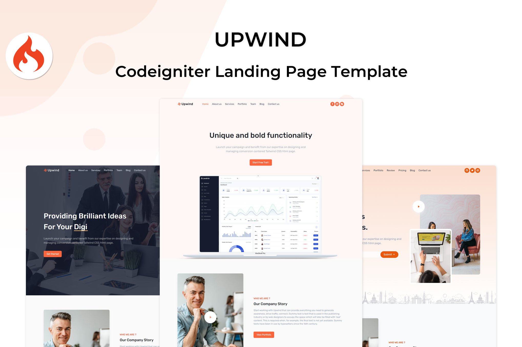 Imagen de portada de Upwind - Codeigniter Multipurpose Landing Template (plantilla web)