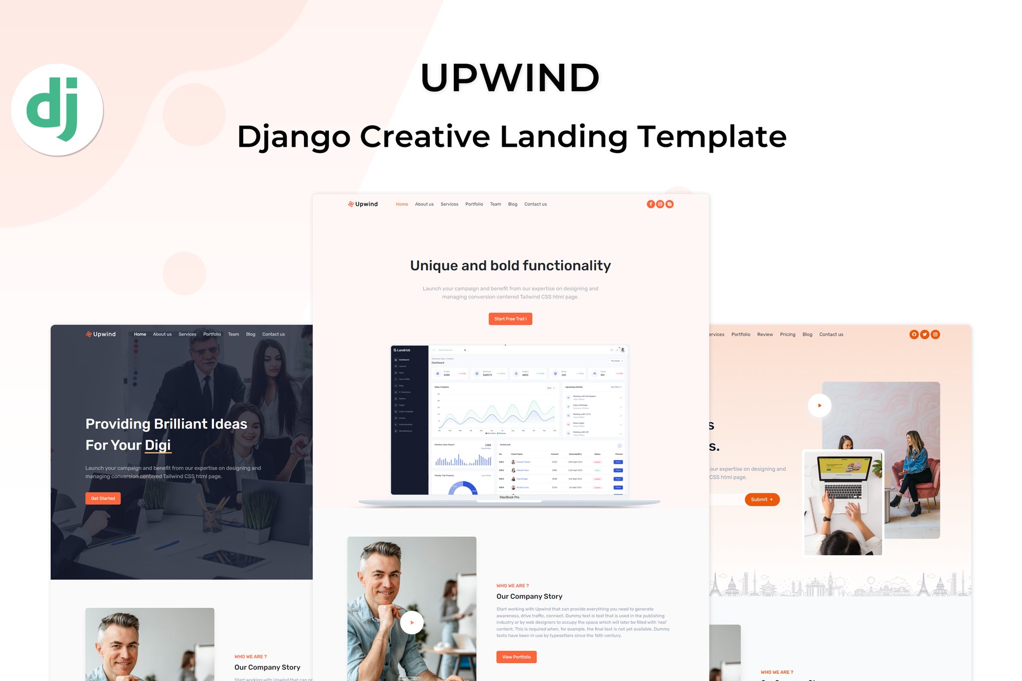 Imagen de portada de Upwind - Django 5 Landing Page Template (plantilla web)