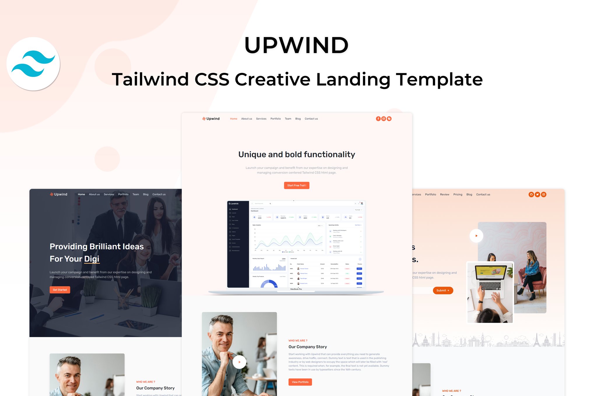 Imagen de portada de Upwind - Tailwind CSS Landing Template (plantilla web)