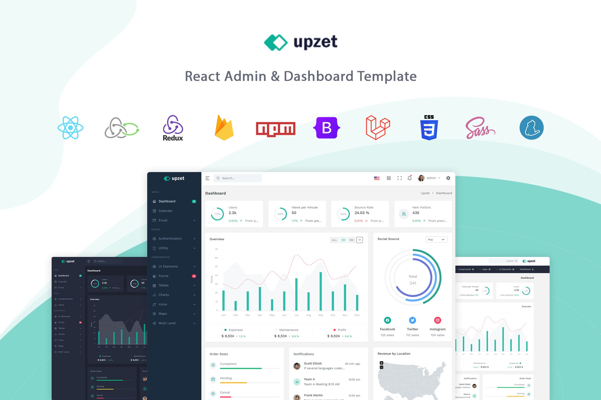Imagen de portada de Upzet - React Admin & Dashboard Template (plantilla web)