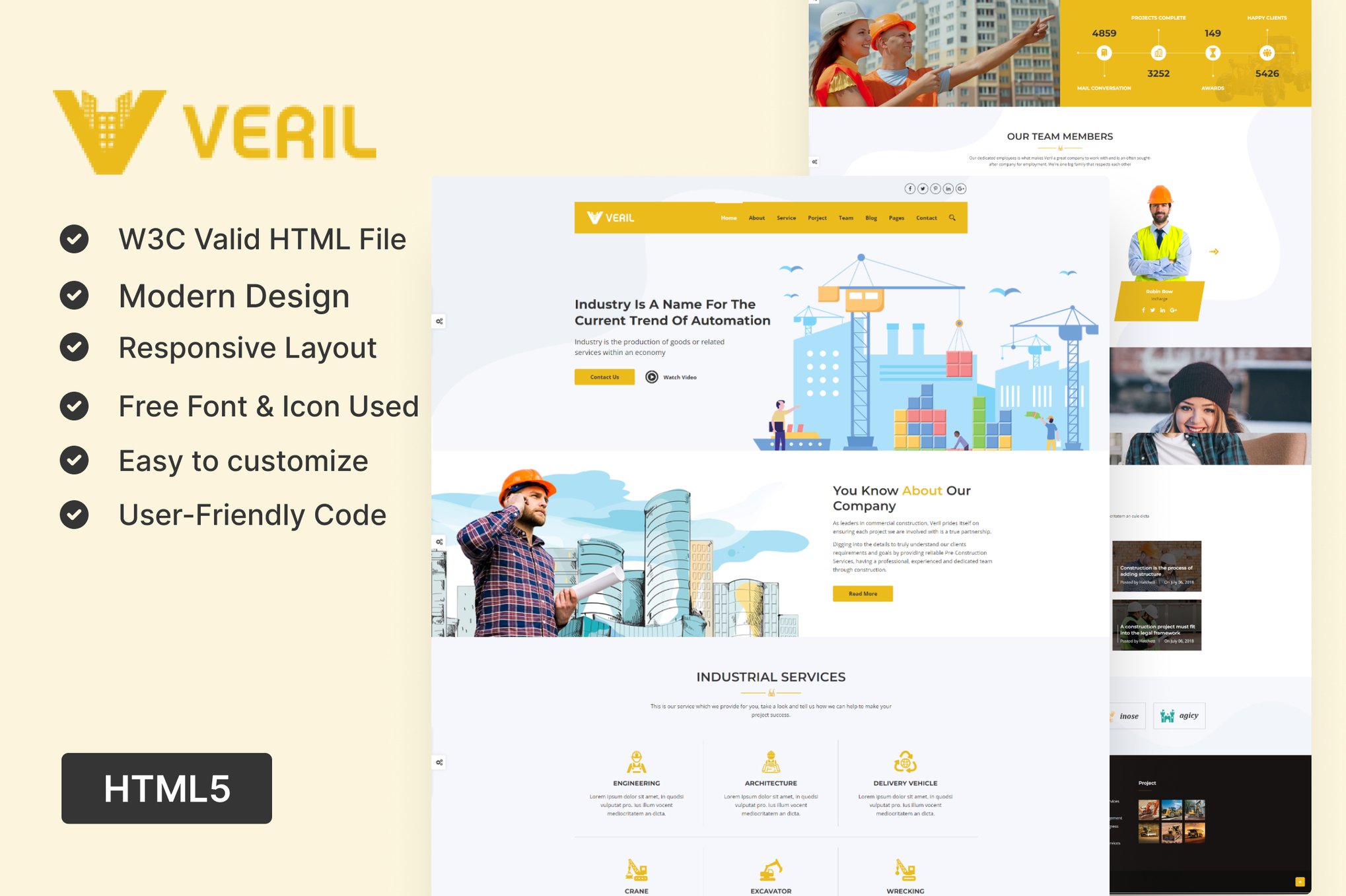 Imagen de portada de Veril - Construction and Industrial HTML Template (plantilla web)