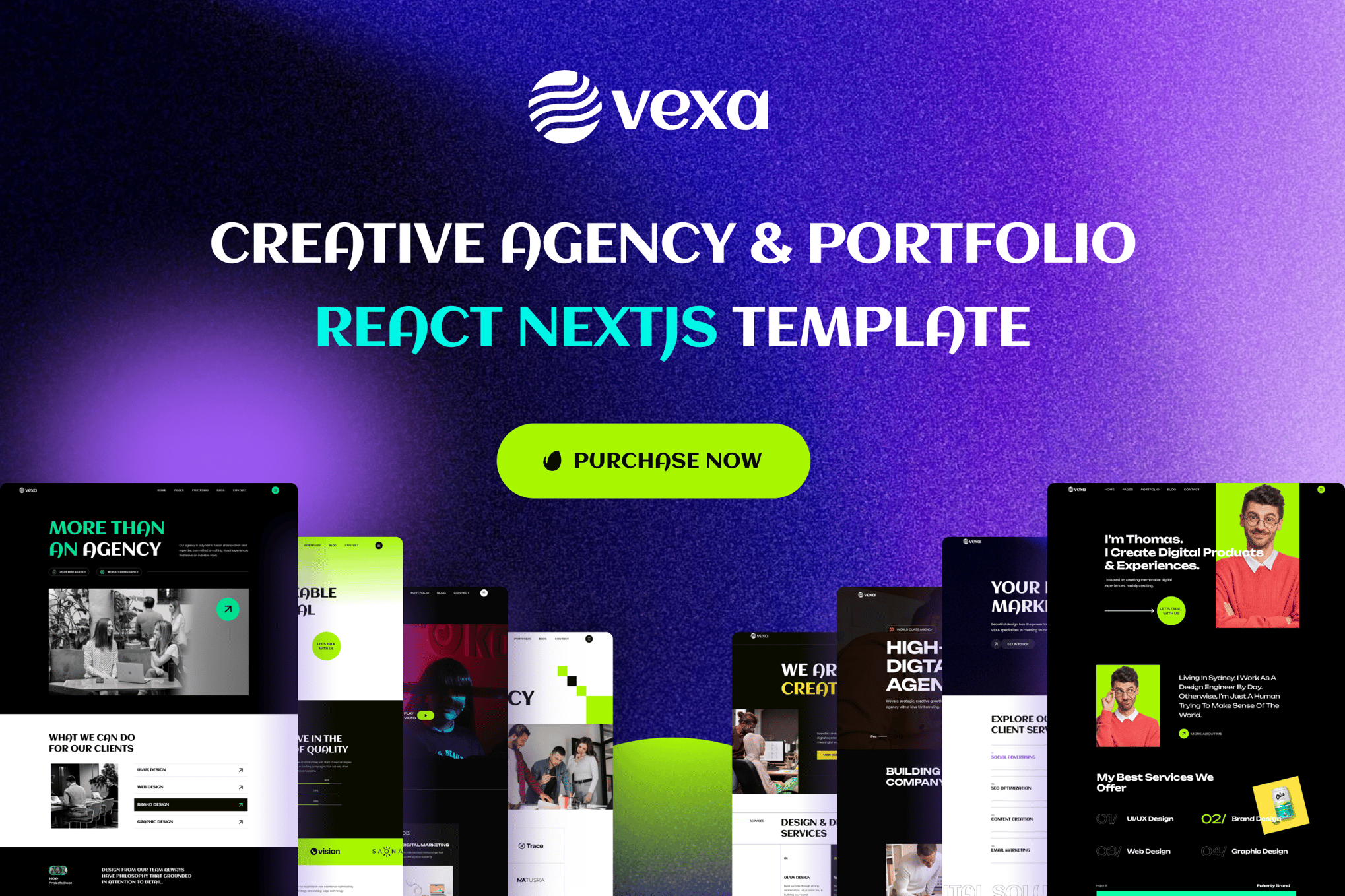 Imagen de portada de Vexa - Creative Agency & Portfolio NextJS Template (plantilla web)