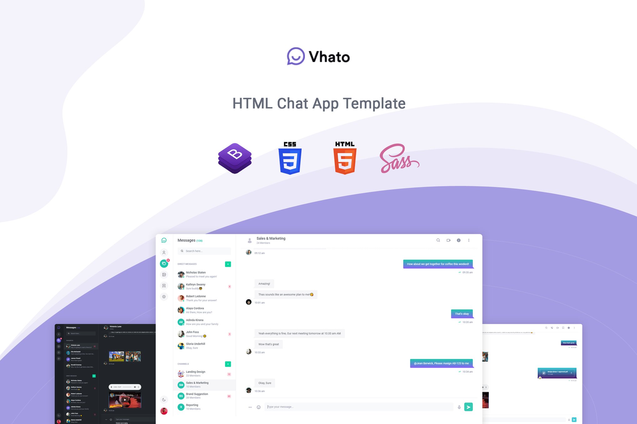 Imagen de portada de Vhato - Chat & Messaging HTML5 Template (plantilla web)