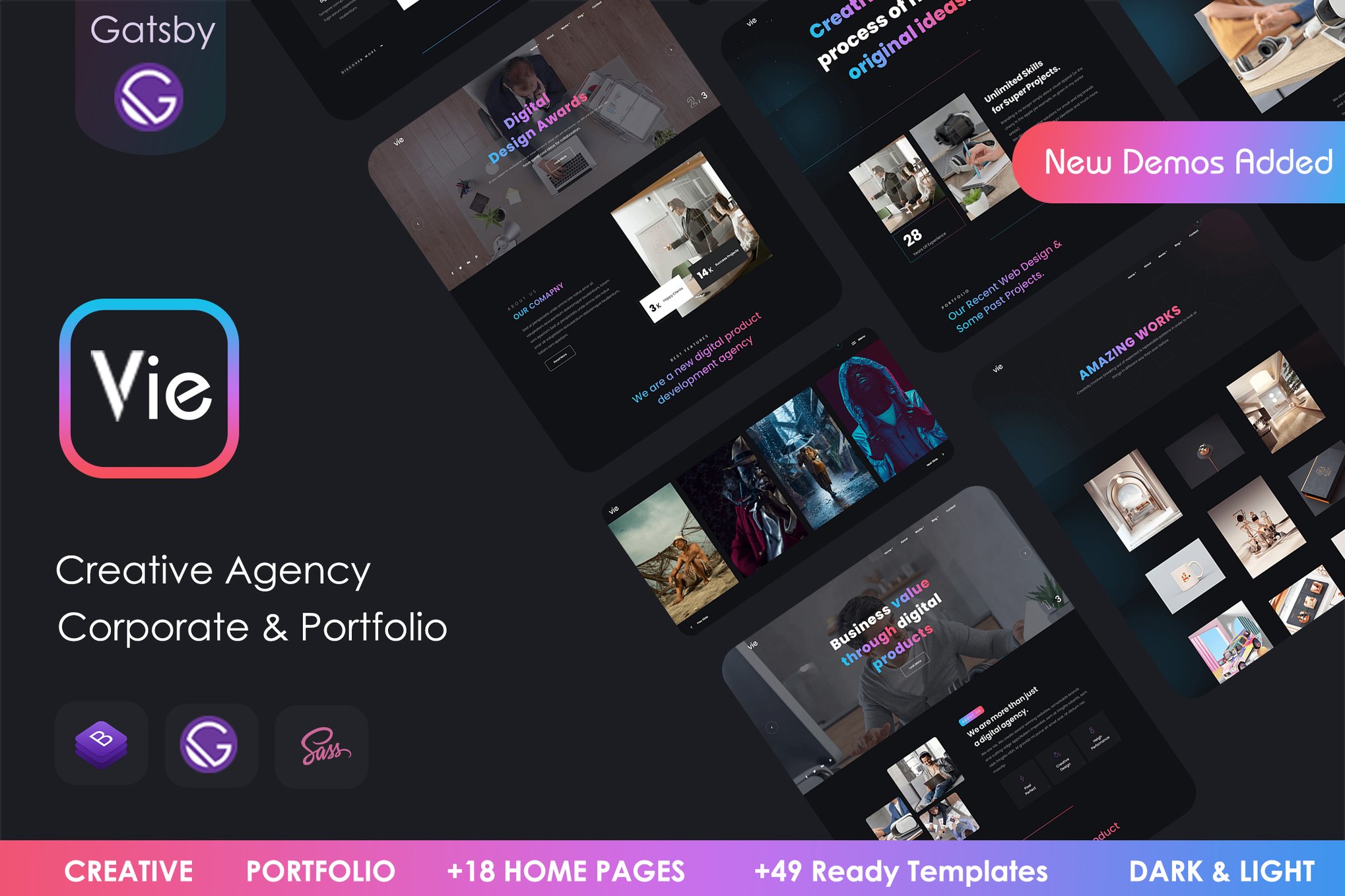 Imagen de portada de Vie - Gatsby Creative Portfolio & Agency template (plantilla web)