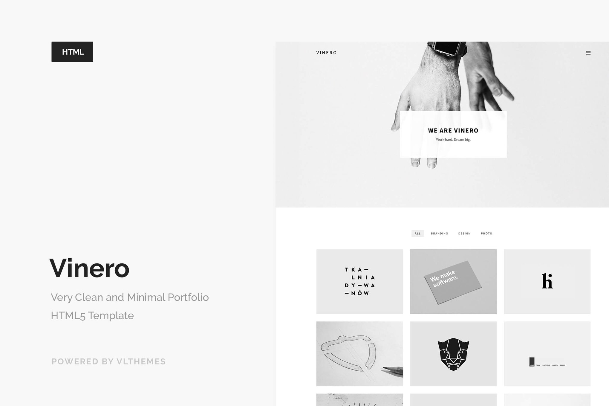 Imagen de portada de Vinero - Very Clean and Minimal Portfolio Template (plantilla web)
