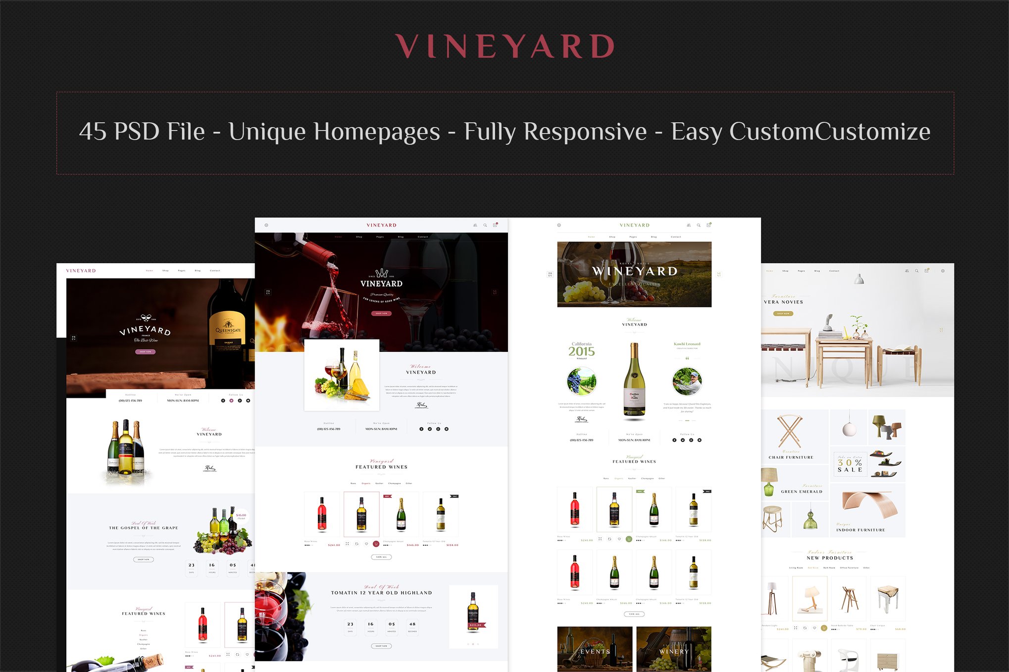 Imagen de portada de VINEYARD - E-Commerce and Blog PSD Theme (plantilla web)