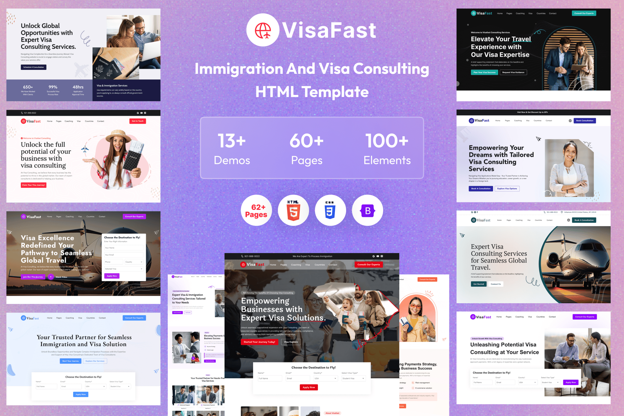 Imagen de portada de Visafast - Immigration & Visa Consulting HTML (plantilla web)