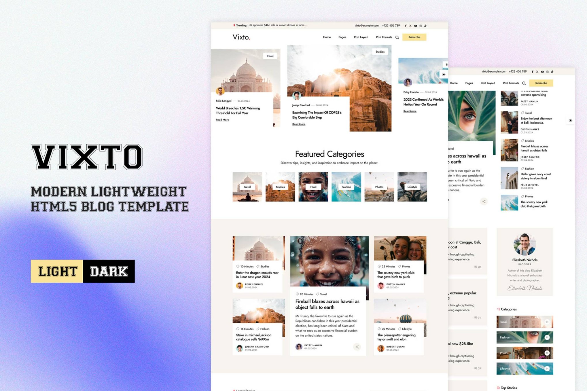 Imagen de portada de Vixto - Personal Blog HTML Template (plantilla web)