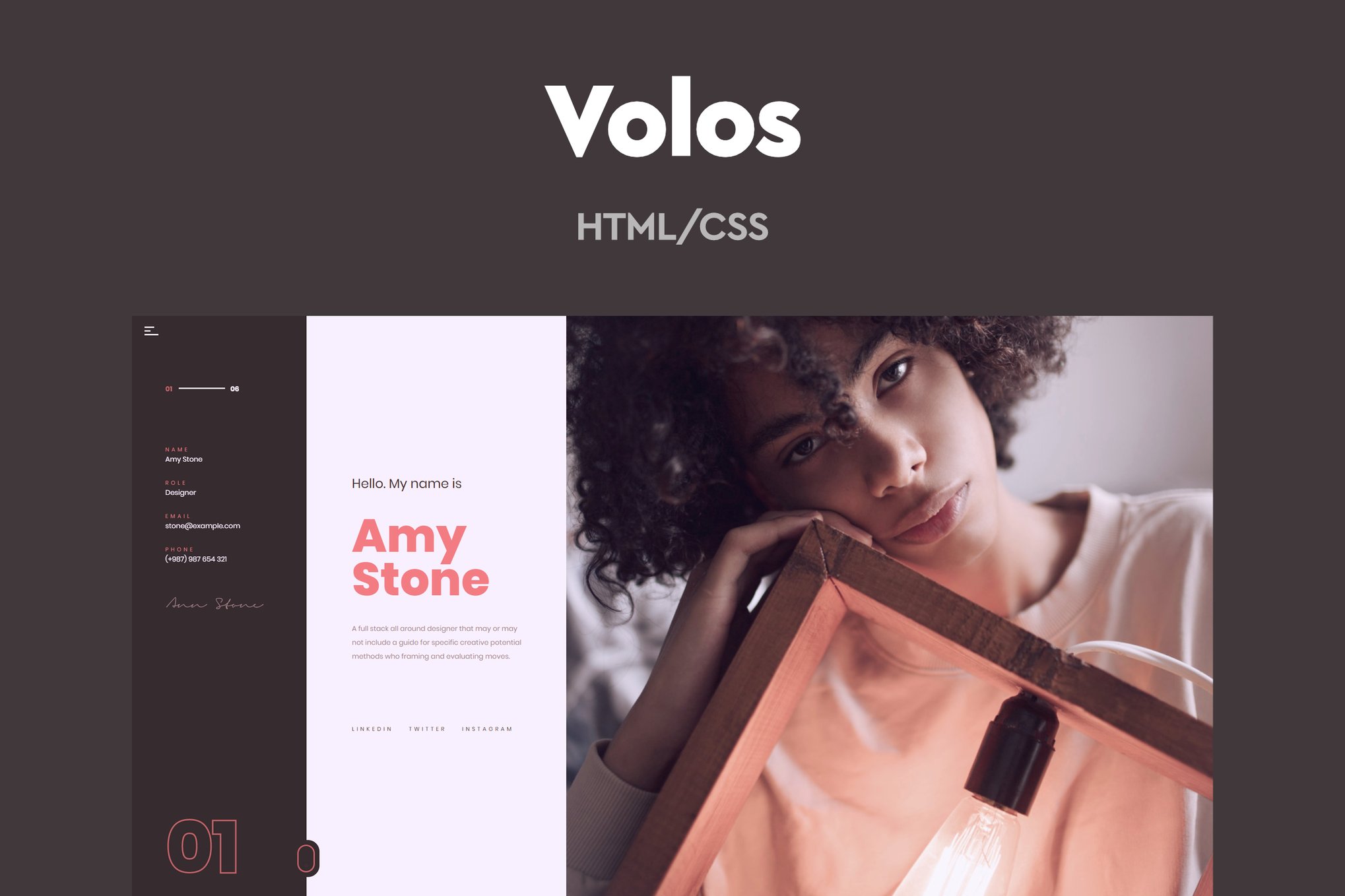 Imagen de portada de Volos - One Page Resume HTML Template (plantilla web)