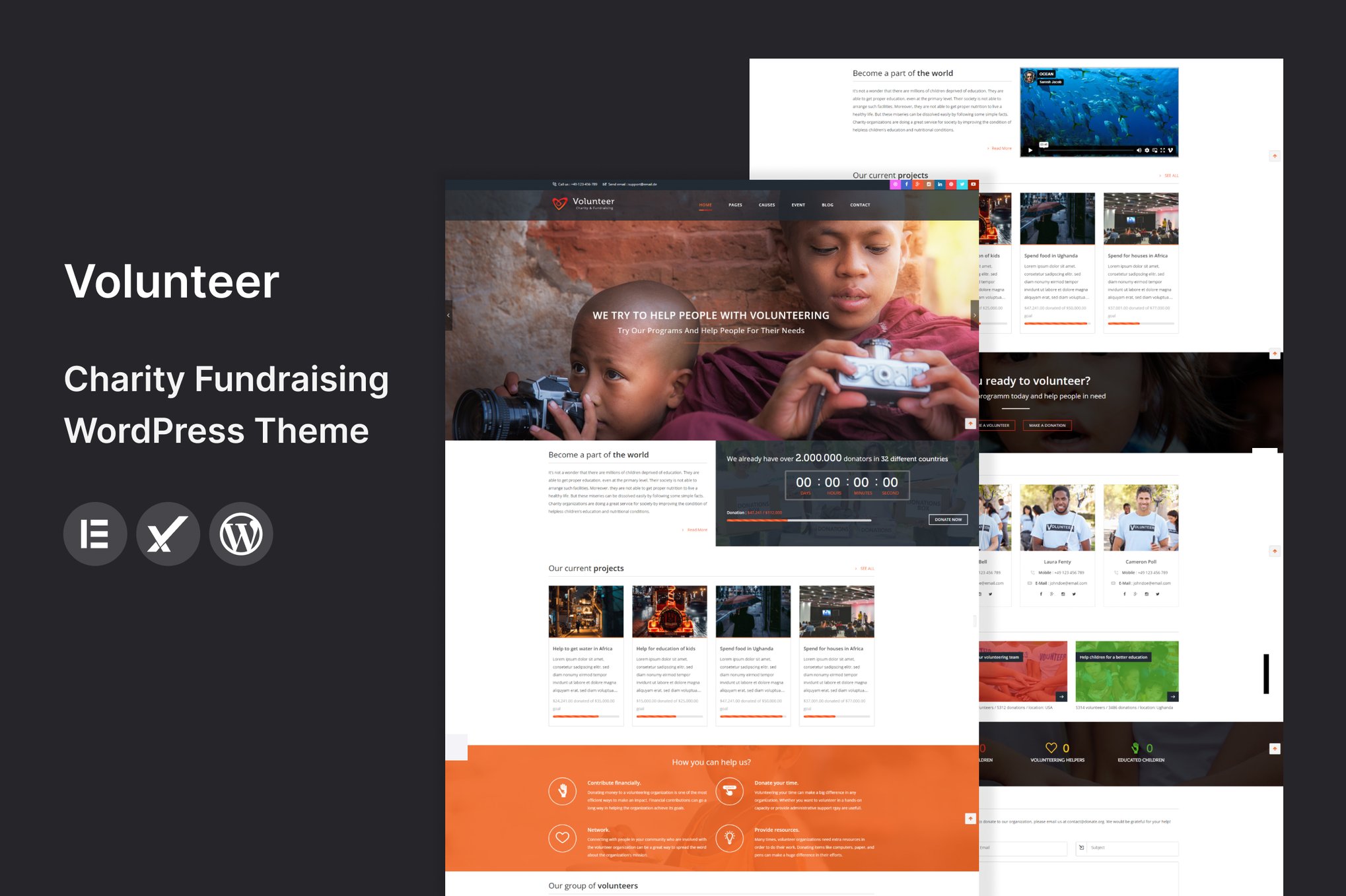Imagen de portada de Volunteer - Charity/Fundraising WordPress Theme (tema)