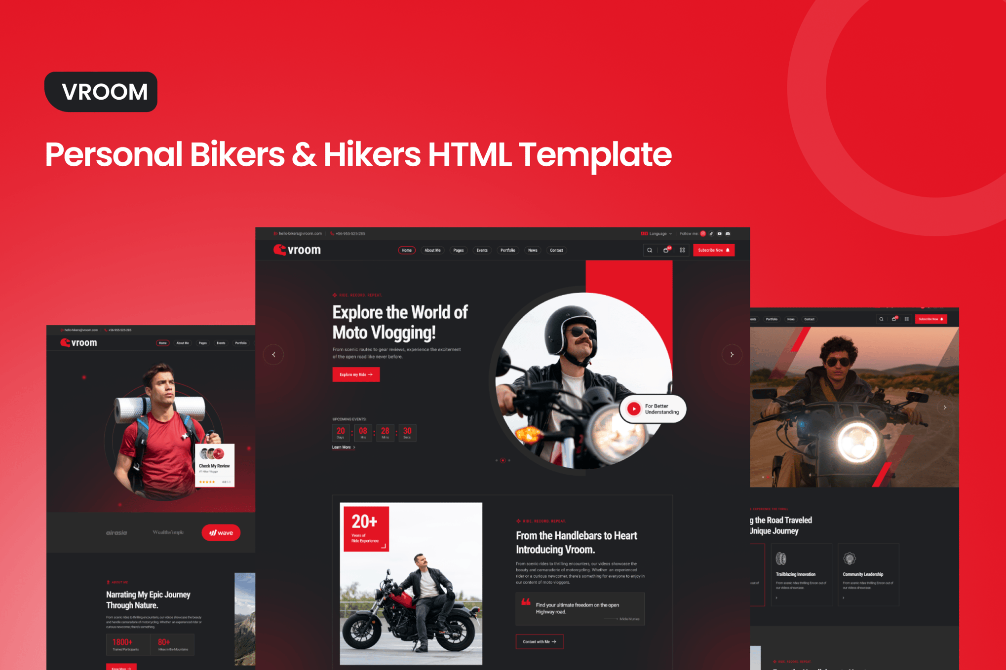 Imagen de portada de VROOM - Personal Bikers & Hikers HTML Template (plantilla web)