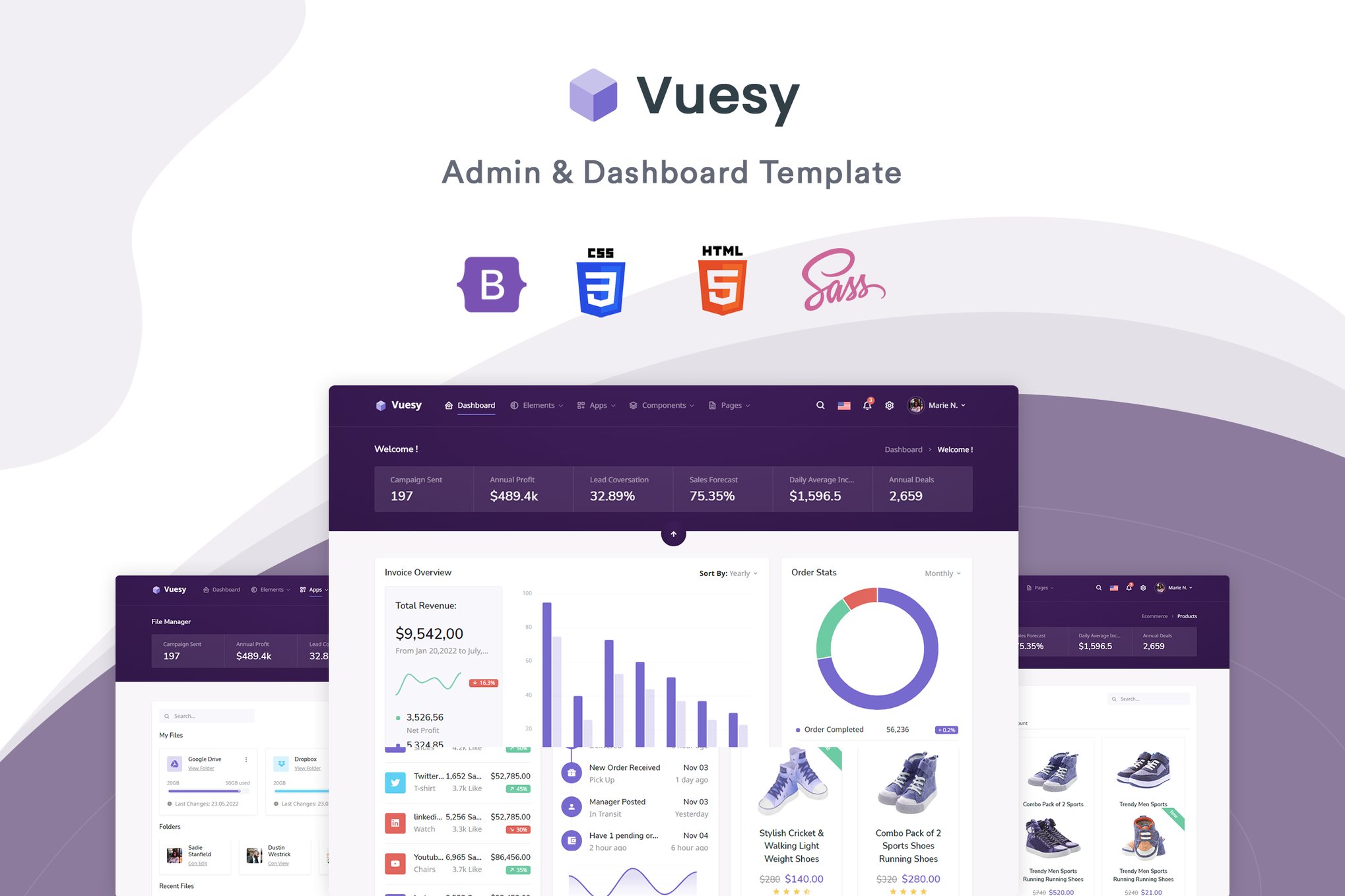 Imagen de portada de Vuesy - Admin & Dashboard Template (plantilla web)