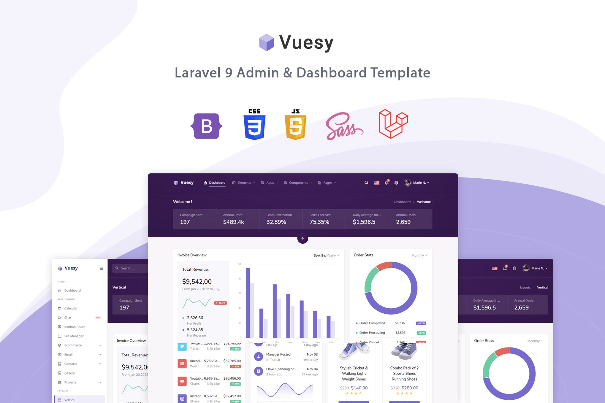 Imagen de portada de Vuesy - Laravel 9 Admin & Dashboard Template (plantilla web)