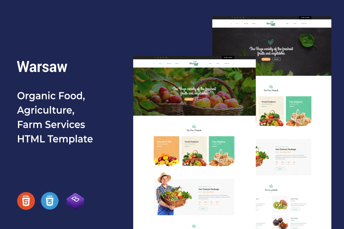 Imagen de portada de Warsaw - Organic Food, Agriculture, Farm Template (plantilla web)