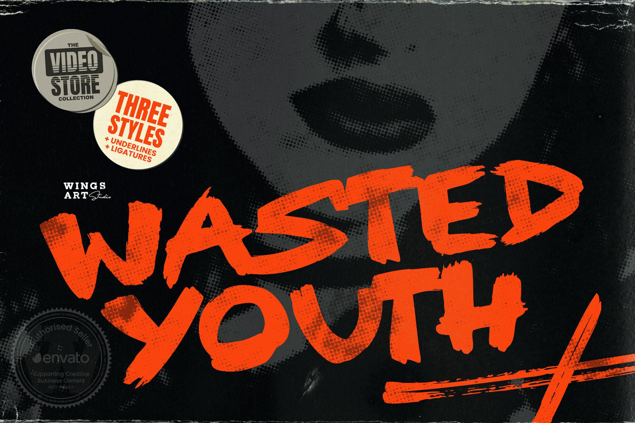 Imagen de portada de Wasted Youth: A 90s Grunge Inspired Brush Font (fuente)