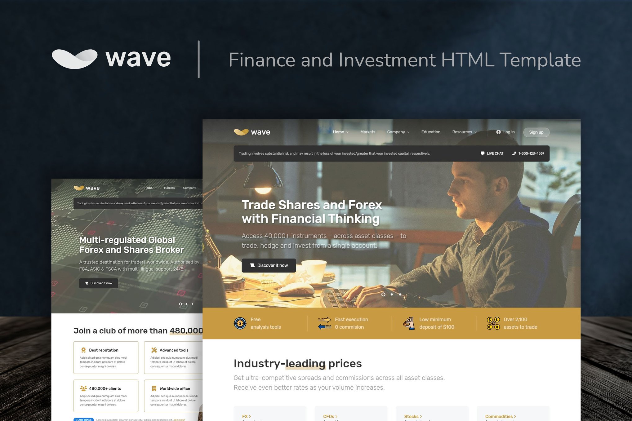 Imagen de portada de Wave - Finance and Investment HTML Template (plantilla web)
