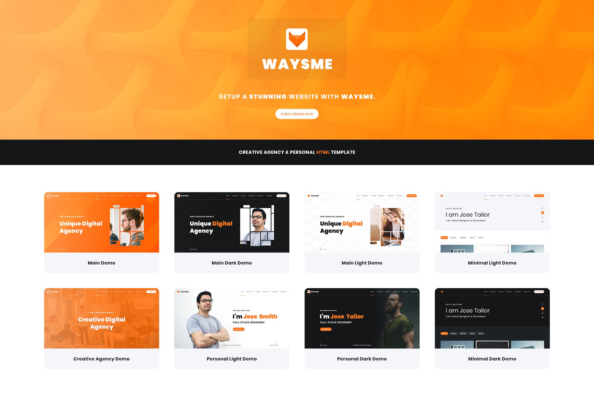 Imagen de portada de Waysme - Creative Agency & Personal HTML Template (plantilla web)