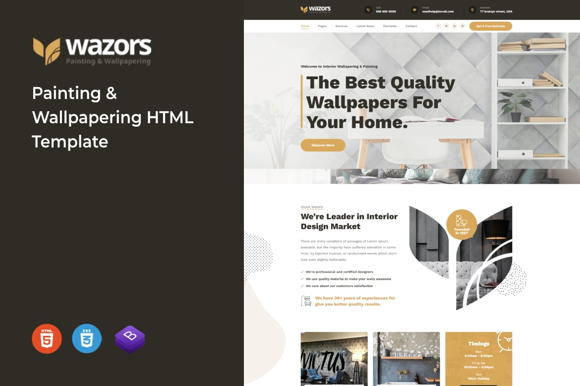 Imagen de portada de Wazors - Painting & Wallpapering HTML Template (plantilla web)