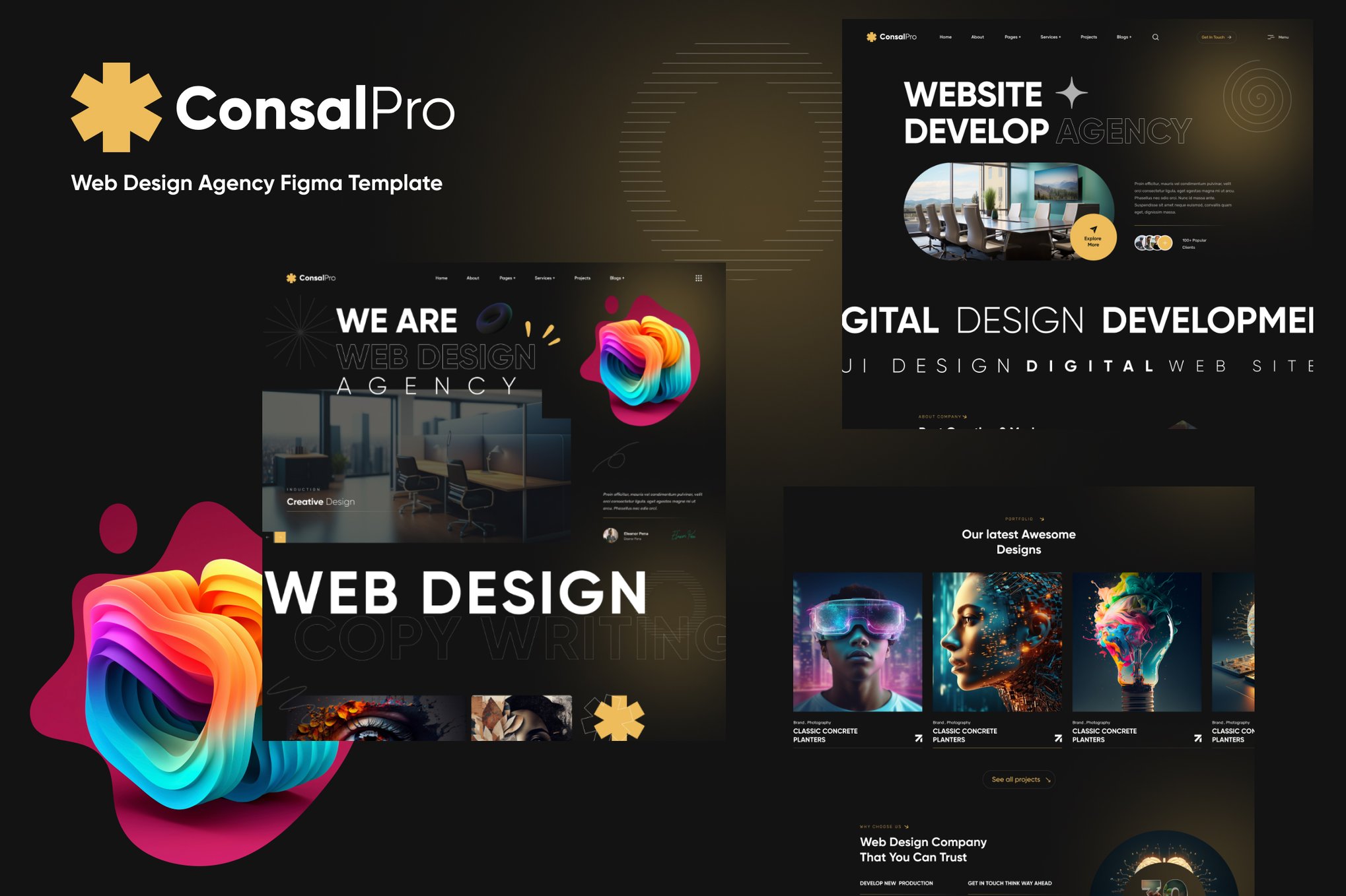 Imagen de portada de Web Design Agency Figma Template (plantilla web)