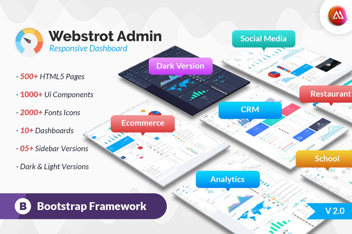 Imagen de portada de Webstrot Admin Panel Bootstrap Dashboard Template (plantilla web)
