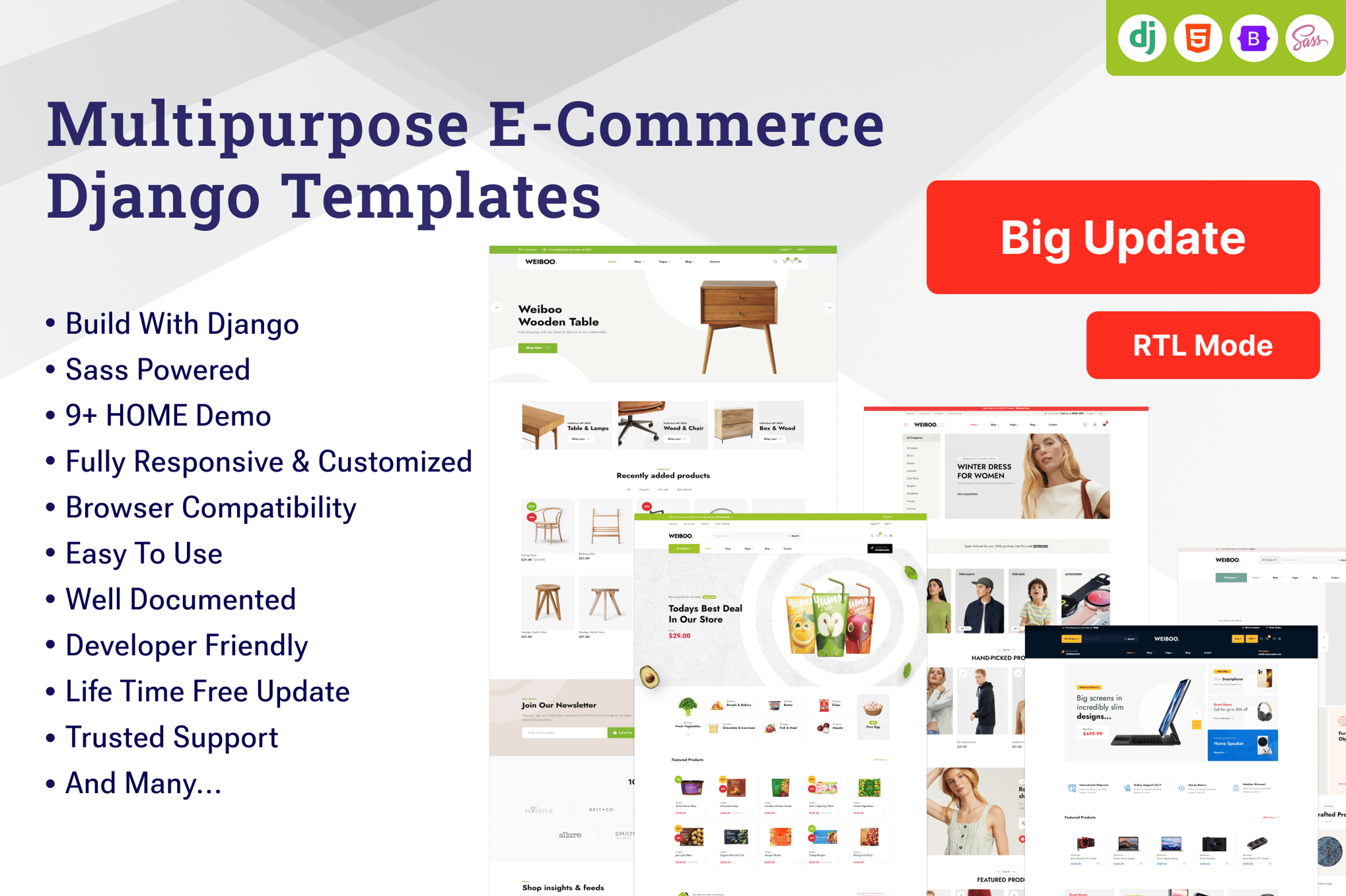 Imagen de portada de Weiboo - eCommerce Django 5 Template (plantilla web)