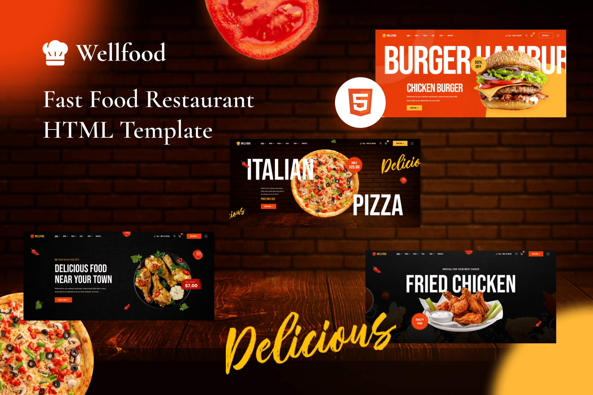 Imagen de portada de Wellfood - Fast Food Restaurant HTML Template (plantilla web)