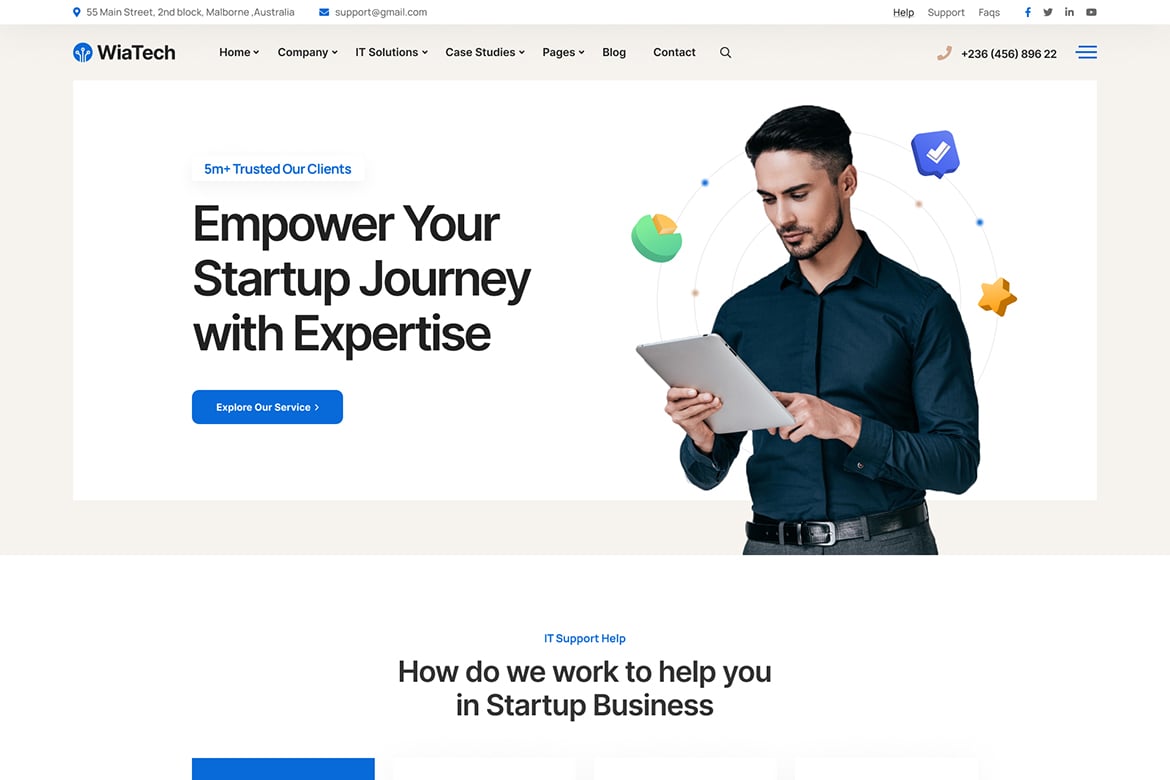 Imagen de portada de WiaTech - IT Services & Development React NextJS T (plantilla web)