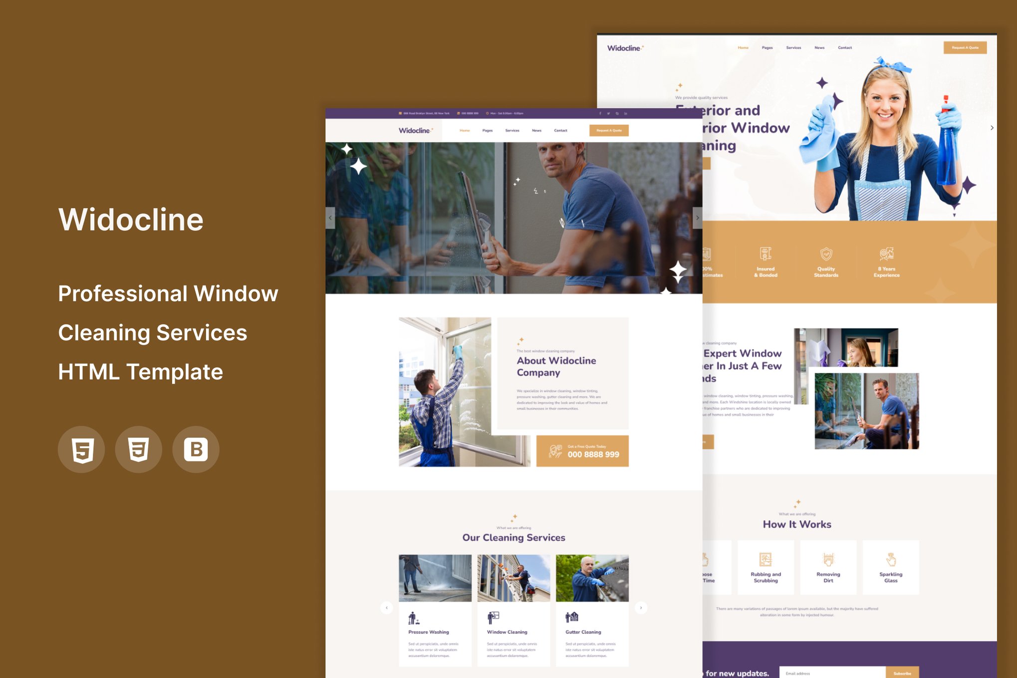 Imagen de portada de Widocline -Window Cleaning Services HTML Template (plantilla web)