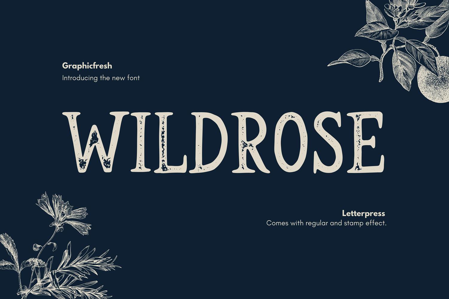 Imagen de portada de Wildrose - The Vintage Letterpress Font (fuente)