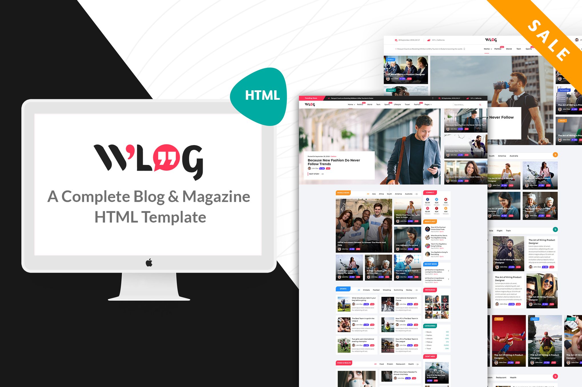 Imagen de portada de Wlog - Blog and Magazine HTML Template (plantilla web)