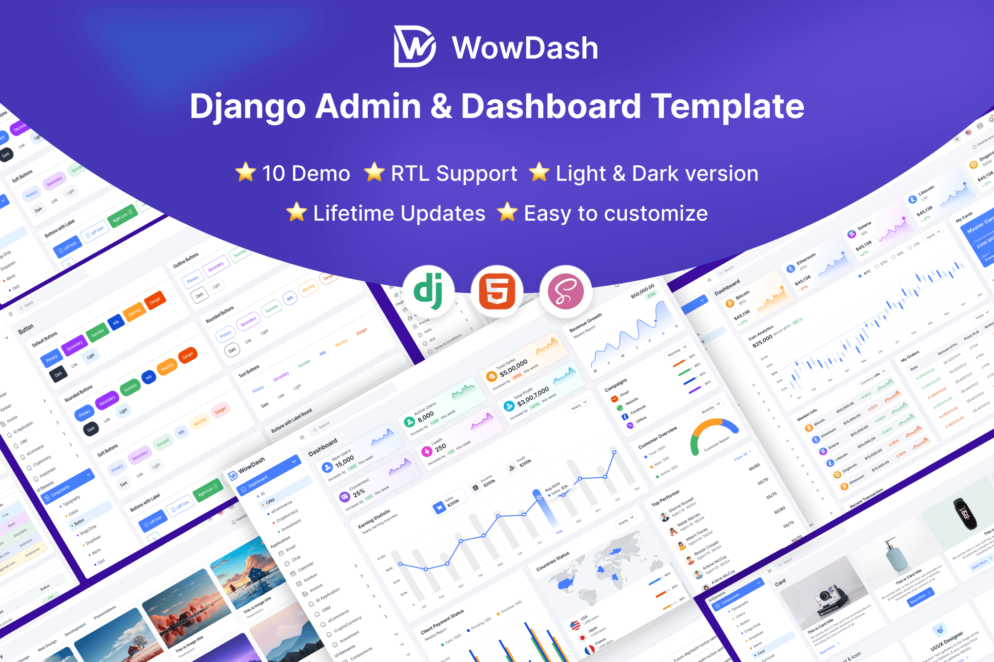 Imagen de portada de WowDash – Django 5 - Multipurpose Admin Dashboard (plantilla web)