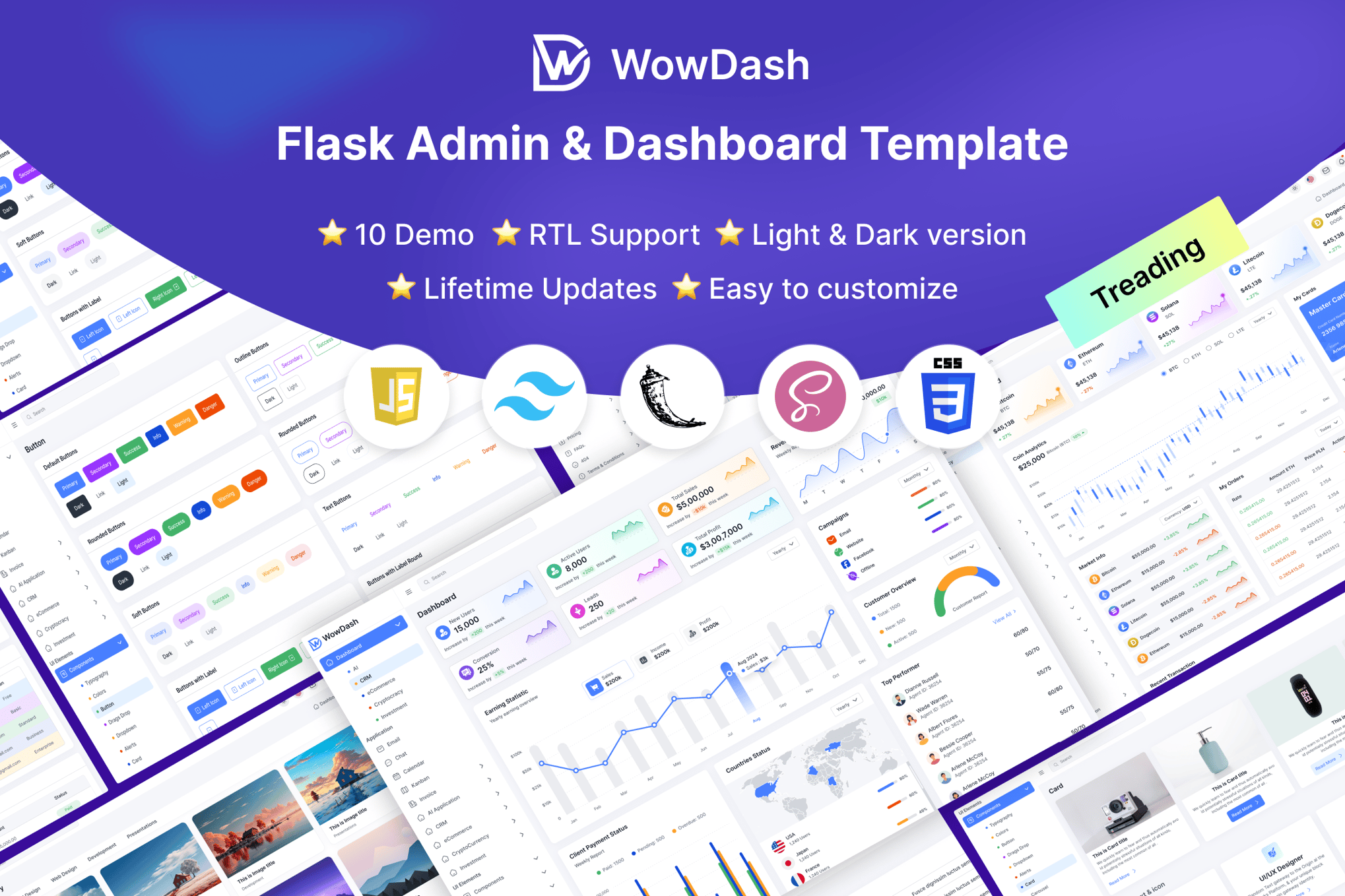 Imagen de portada de WowDash Flask Admin Dashboard Tailwind Template (plantilla web)