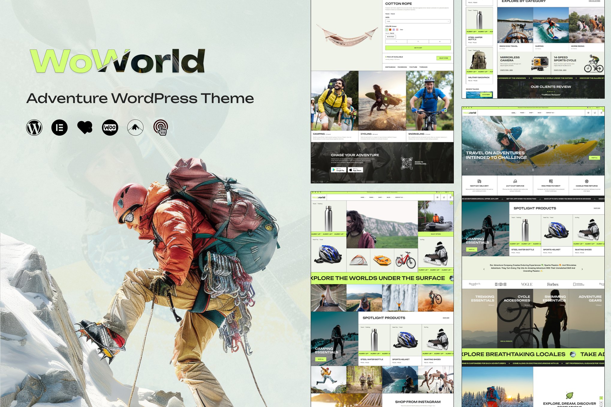 Imagen de portada de Woworld - Hiking & Adventure WordPress Theme (tema)