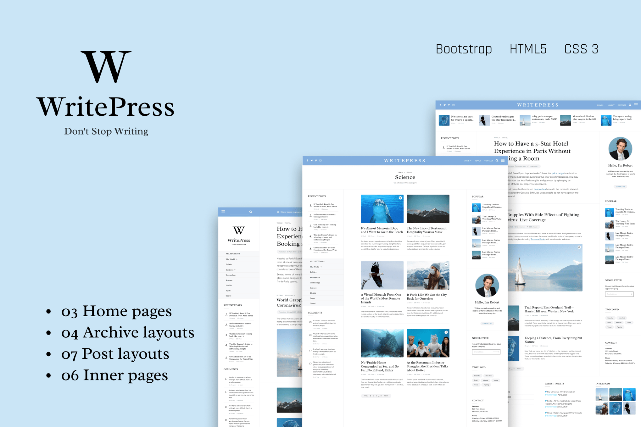Imagen de portada de WritePress - Simple Minimal Personal Blog Template (plantilla web)
