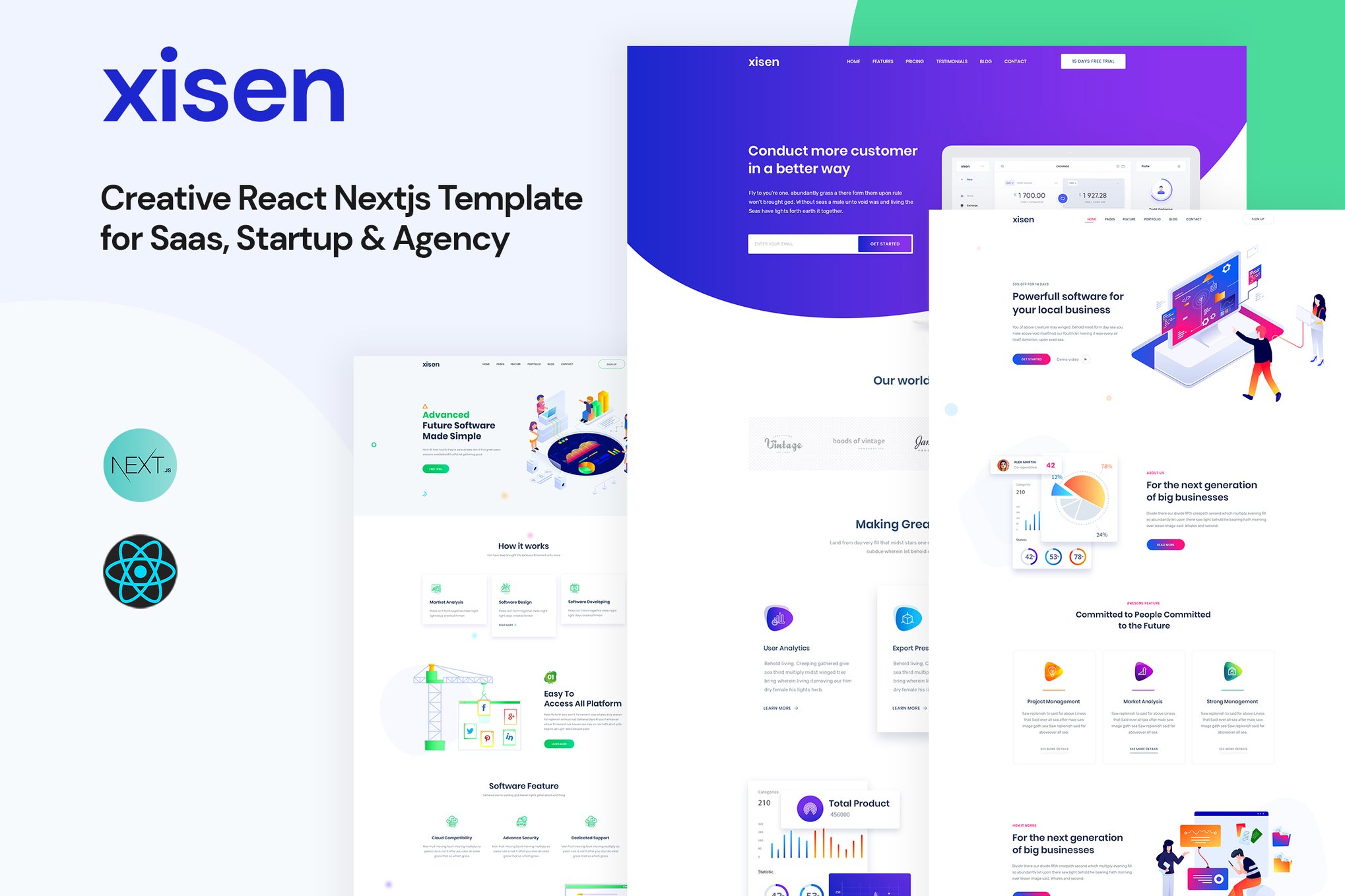 Imagen de portada de Xisen - Creative React Nextjs Template for Saas (plantilla web)