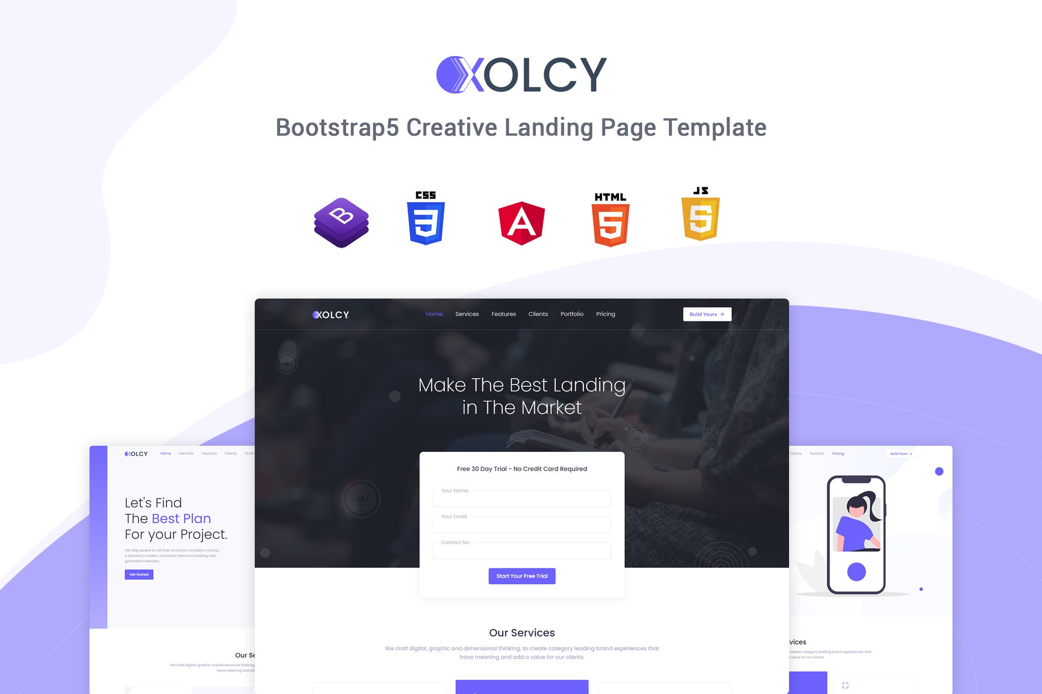 Imagen de portada de Xolcy Angular - Angular Js Landing Page Template (plantilla web)