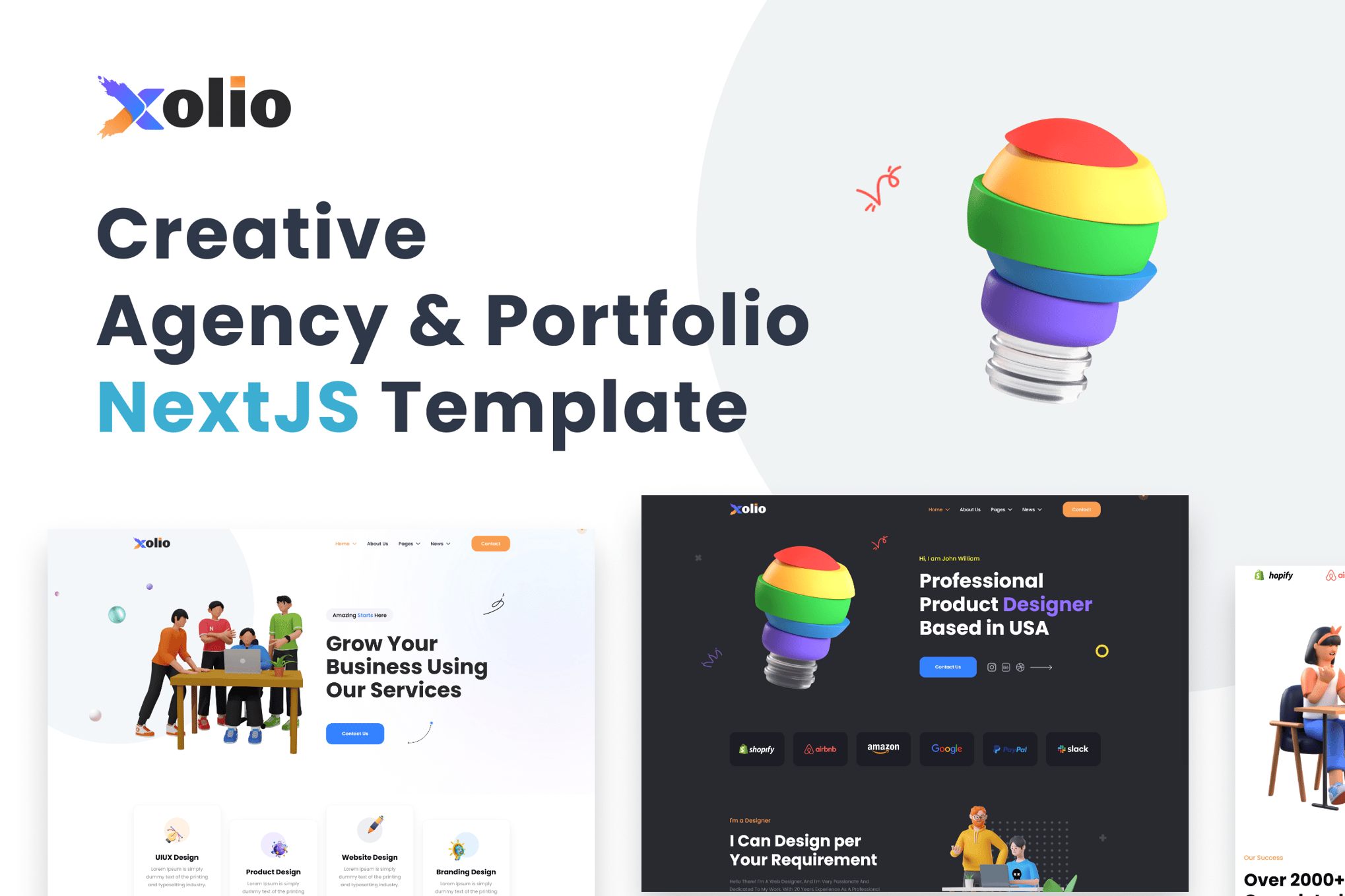 Imagen de portada de Xolio -Creative Agency & Portfolio NextJS Template (plantilla web)
