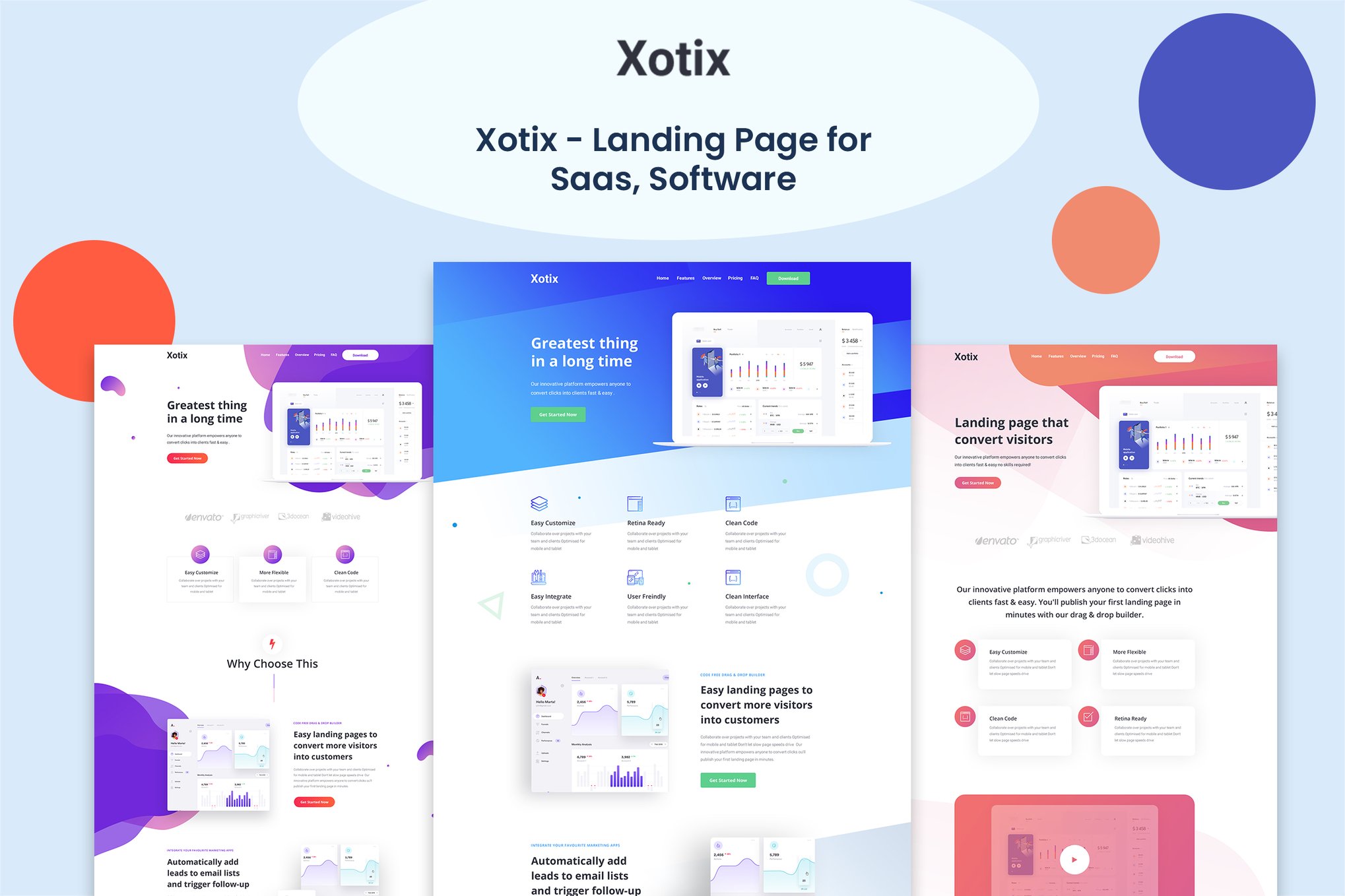 Imagen de portada de Xotix - Software & Saas Landing Page Template (plantilla web)