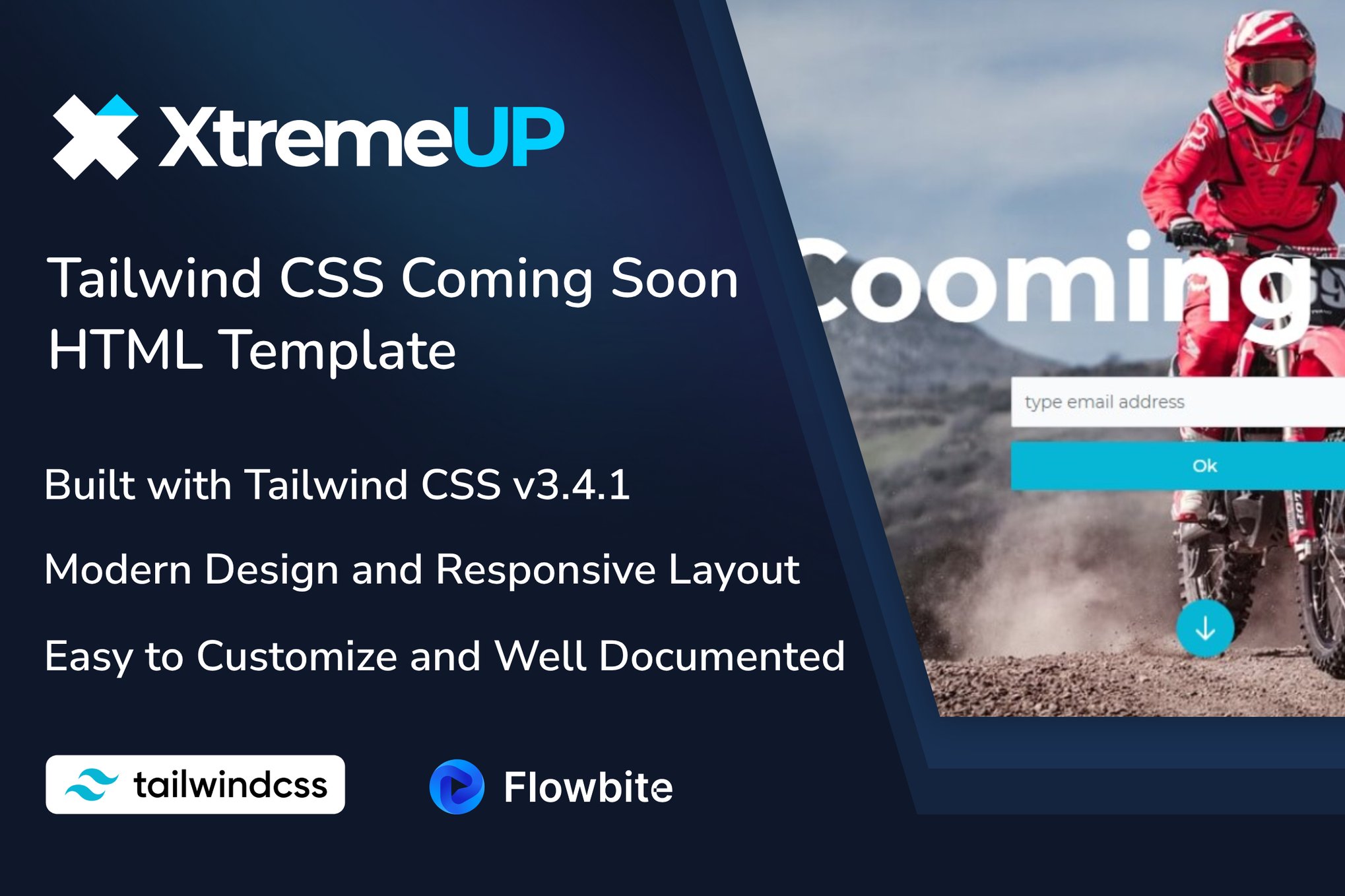 Imagen de portada de XtremeUP - Tailwind CSS Coming Soon HTML Template (plantilla web)