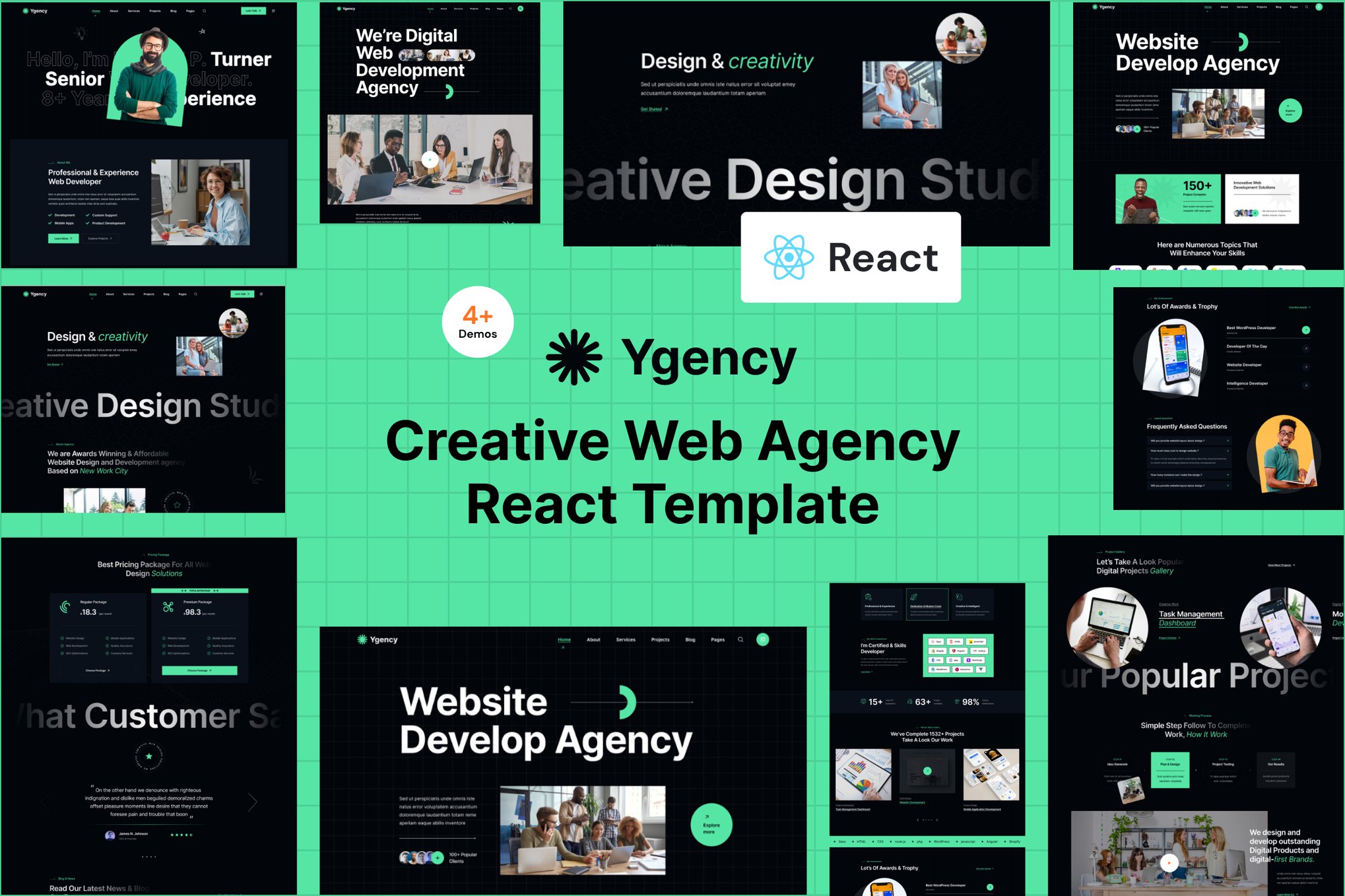 Imagen de portada de Ygency - Web Design Agency React NextJs Template (plantilla web)