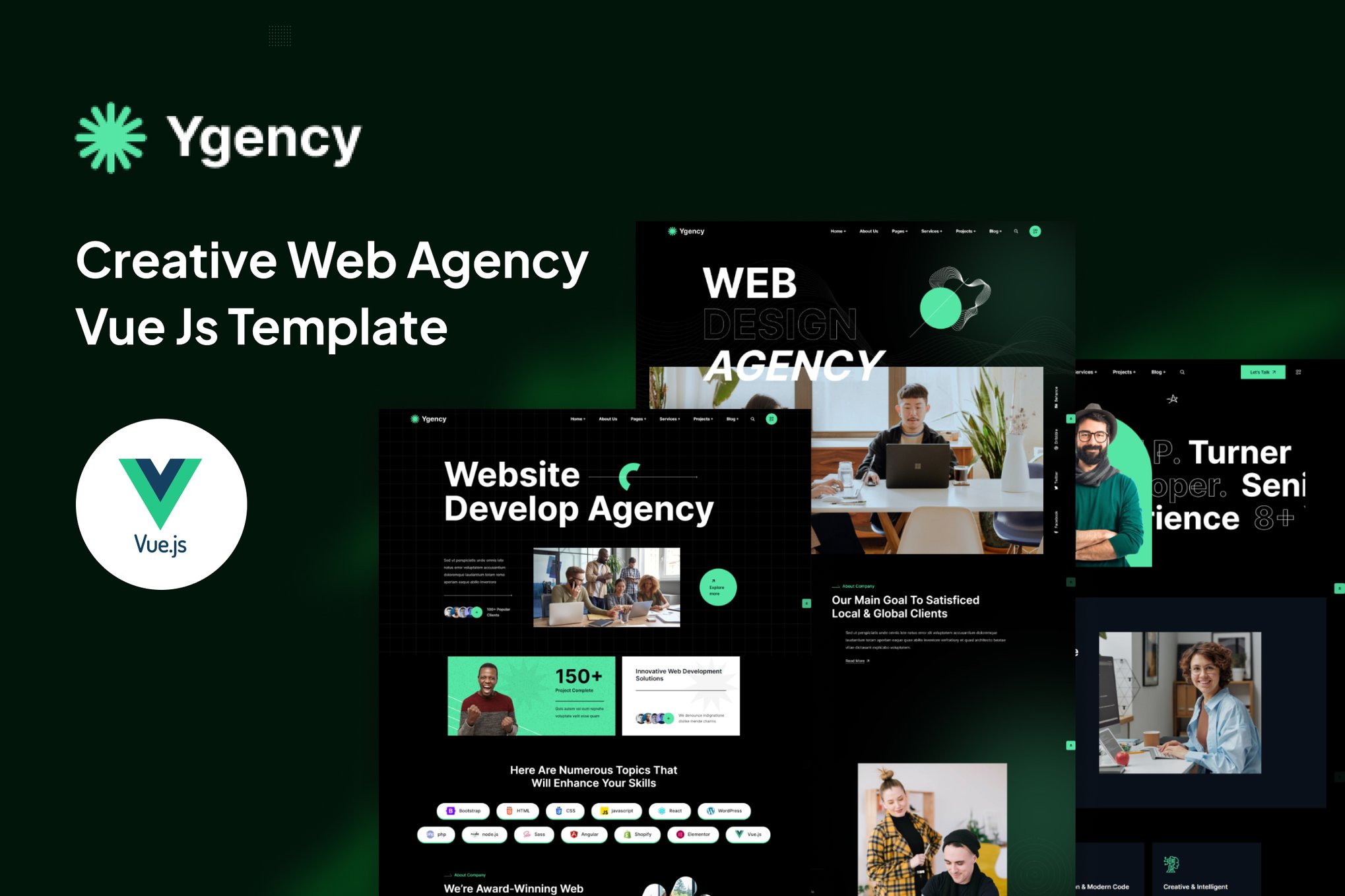 Imagen de portada de Ygency - Web Design Agency Vue Nuxt Template (plantilla web)