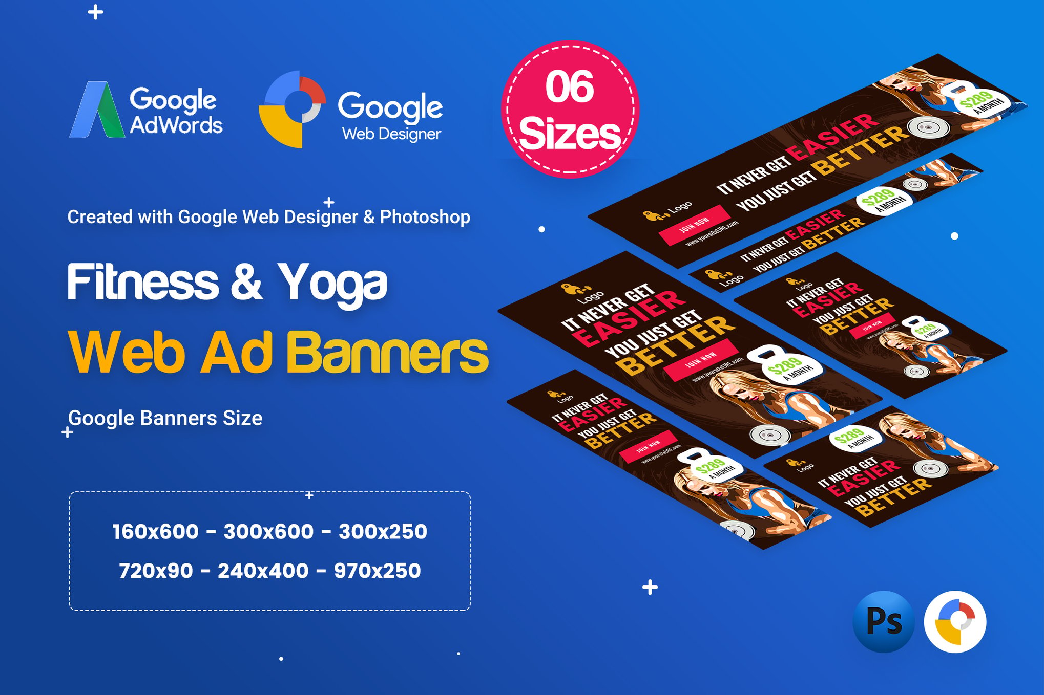 Imagen de portada de Yoga & Fitness Banners Ad D35 - GWD & PSD (plantilla web)