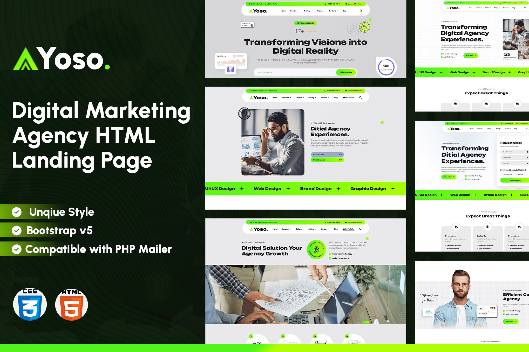 Imagen de portada de Yoso - Digital Marketing Agency HTML Landing Page (plantilla web)