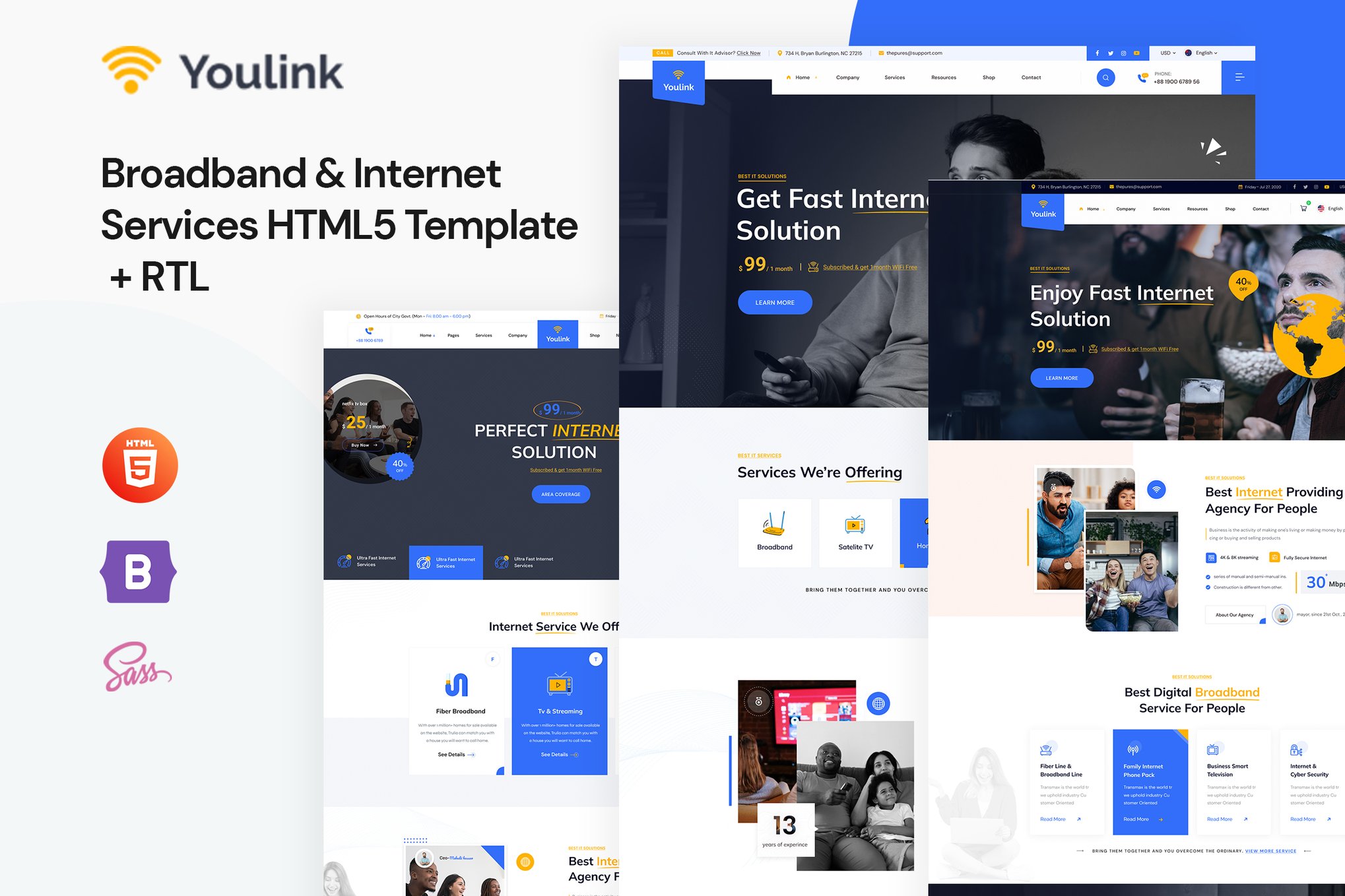 Imagen de portada de Youlink - Broadband & Internet Services Template (plantilla web)
