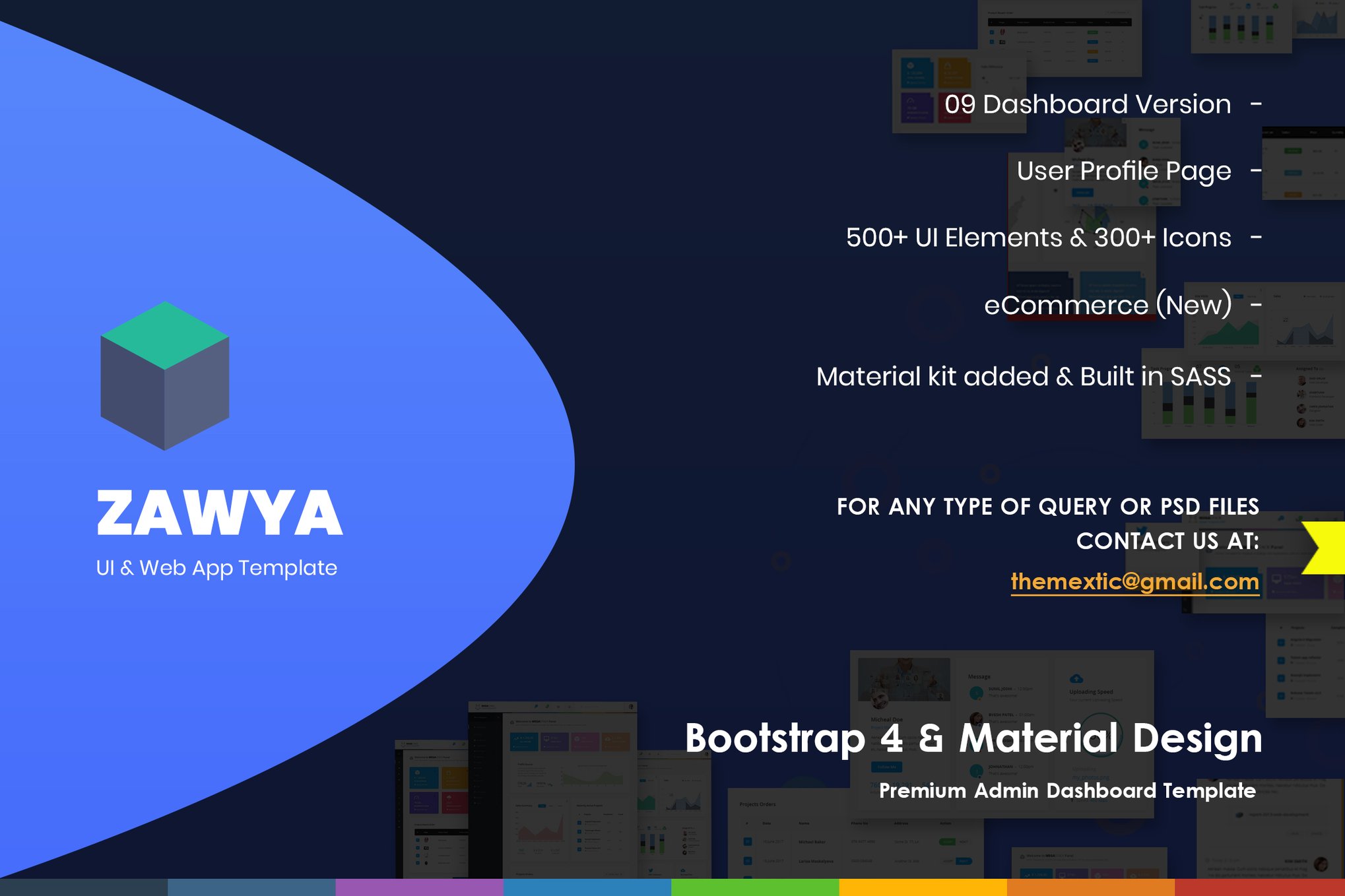 Imagen de portada de Zawya - Bootstrap 4 & Material Design Admin Panel (plantilla web)