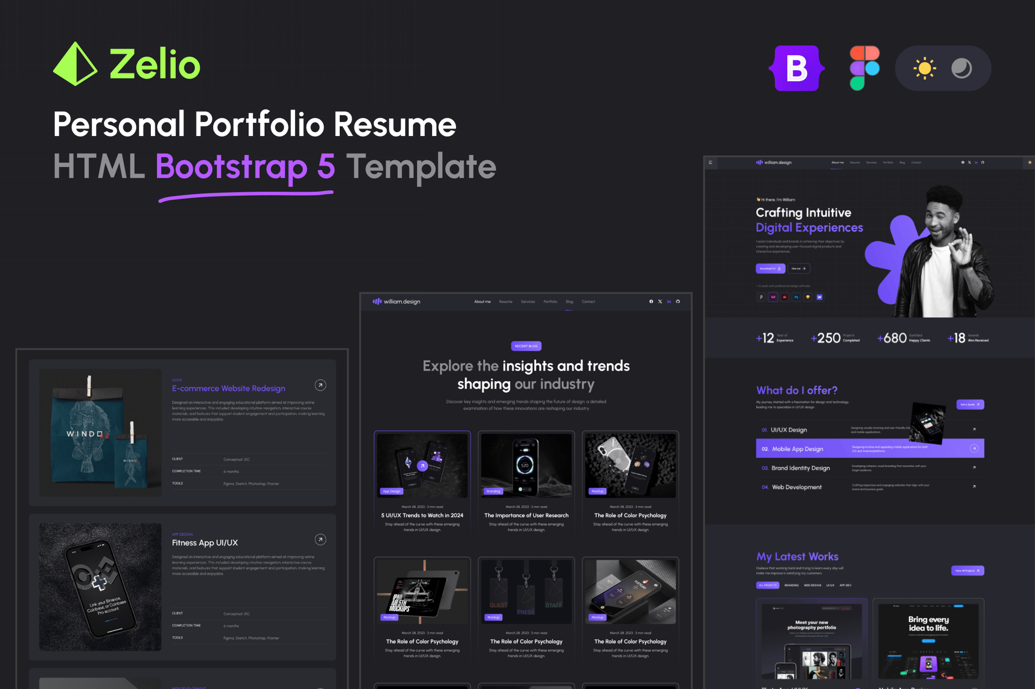 Imagen de portada de Zelio - Personal Portfolio HTML Bootstrap Template (plantilla web)