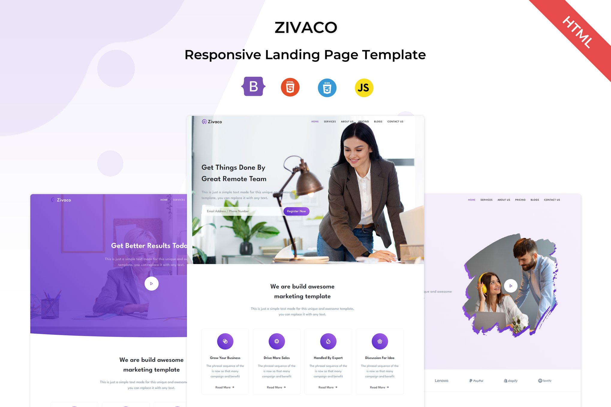 Imagen de portada de Zivaco - Responsive Bootstrap Landing Template (plantilla web)