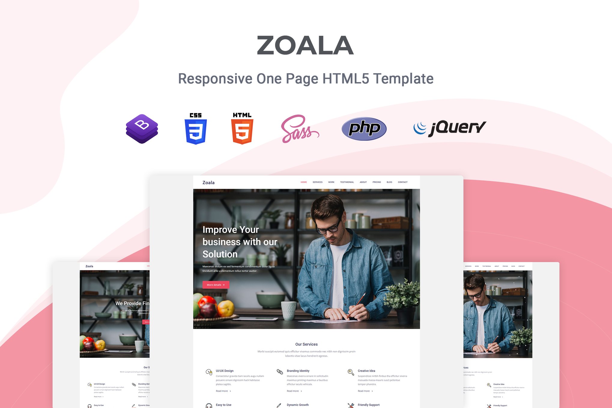 Imagen de portada de Zoala - One Page HTML5 Template (plantilla web)