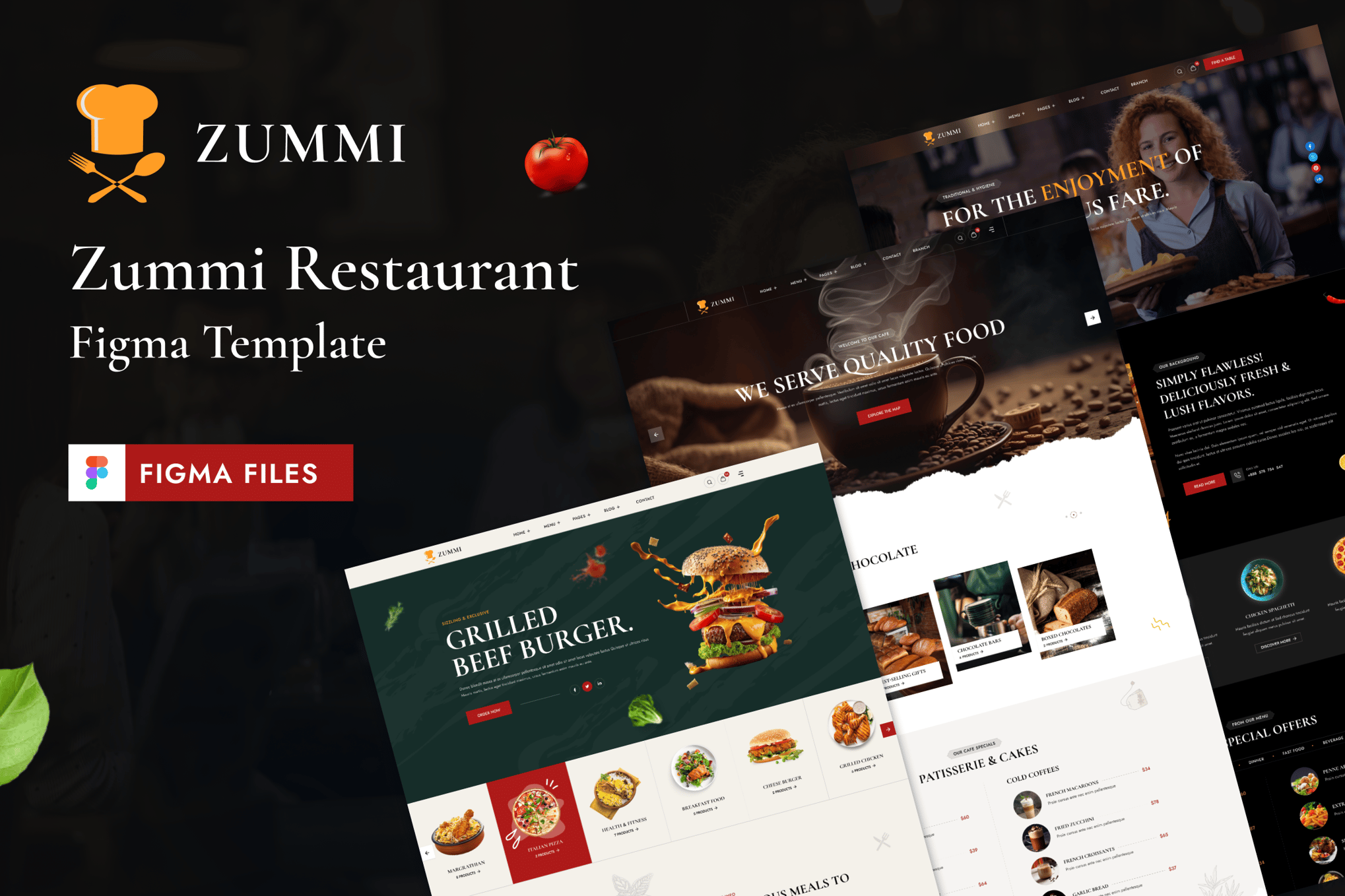 Imagen de portada de ZUMMI – Cafe and Restaurant Figma Template (plantilla web)